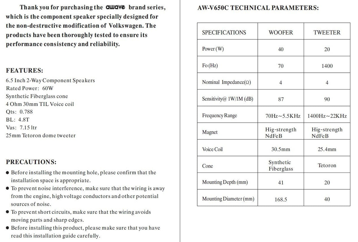 AWAVE AWV650C VW 2-Wege