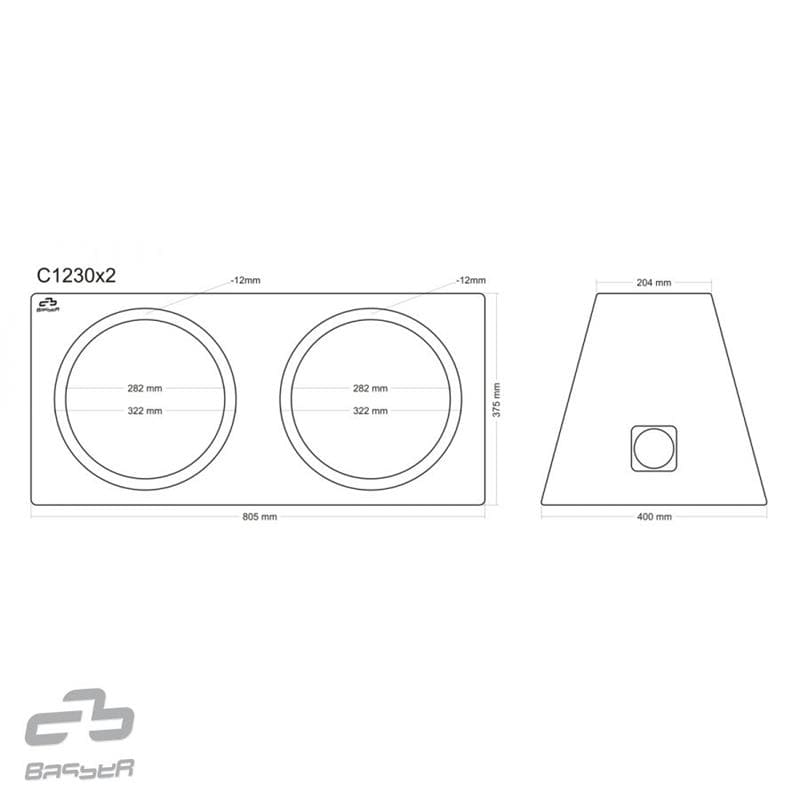 2 x 12" (30 cm) sealed enclosure