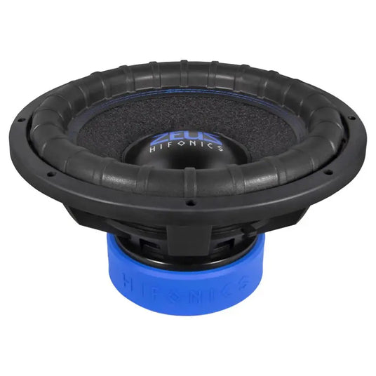Hifonics Zeus ZRX15D2 Subwoofer in Schwarz mit blauem Motorkorb und strukturierter Gummisicke