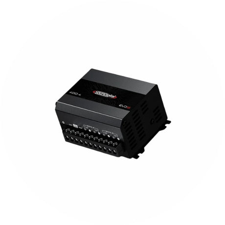 SounDigital 400.4 EVO5 4-Kanal Endstufe mit Anschlussklemmen, Ansicht von schräg vorne